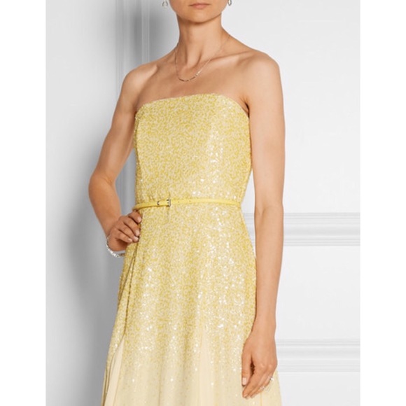 Halston Heritage chiffon sequin strapless gown - Picture 6 of 15